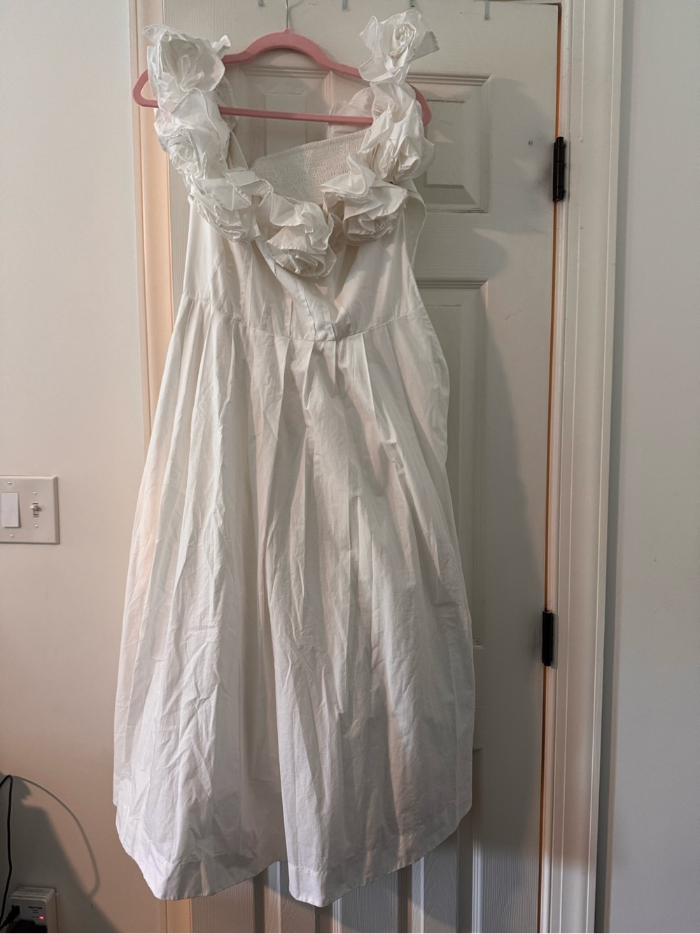 Maeve Anthropologie White Floral-Trim A-Line Dress